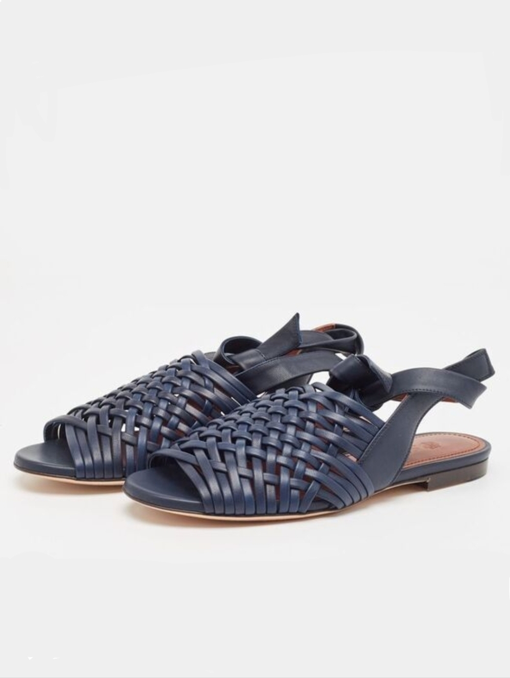 Loro Piana Blue Woven Leather Kristin Flat Sandals Size 38 - Picture 2 of 16